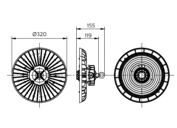 Dimension Drawing (without table) - BY240P LED150_220_280S/840_50_65 WB EM