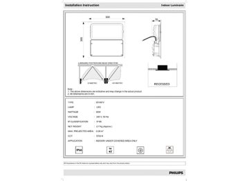 Dimension Drawing (without table) - BY487V LED96S CW M3-S60 PSU FG WH