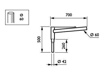   - 600 mm - 60 mm - 5° - RAL color - 