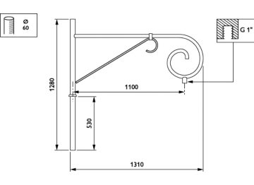   - 1100 mm - 60 mm - 0° - RAL color - 