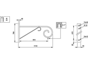   - 1100 mm - 60 mm - 0° - RAL color - 