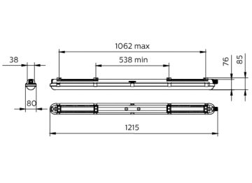 Dimension Drawing (without table) - WT120C G2 LED27_45S/840 PSU L1200