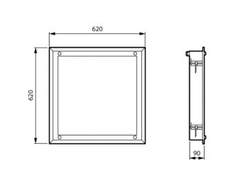 Dimension Drawing (without table) - CR352B LED60S/940 PSD W62L62
