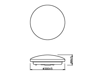 Dimension Drawing (without table) - CL261 DS Oyster 15.5W 30-40-65K IP54 ANZ