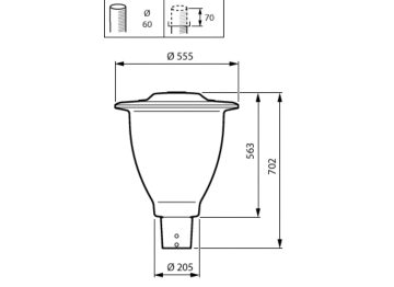Dimension Drawing (without table) - BDS492 LED70/730 II DM-PCN GRB GR 60 C6