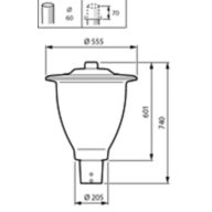 Dimension Drawing (without table) - BDS492 HSR LED50/730 II S1F-PCN GR 60 C6