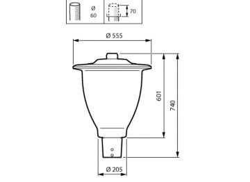  CityCharm fluid - LED module 5000 lm - LED - 730 warm white - Power supply unit with DALI and SystemReady interface - 220 to 240 V - 50 to 60 Hz - Safety class II - Symmetrical - Polycarbonate bowl/cover - Gray - Surge protection level until high voltage v in kV -differential mode + electro static discharge protection kV - Cable 6.0 m without plug - Spigot for diameter 60 mm