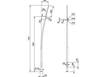  OCEAN ROAD POLES - Curved - 6.0 m - RAL color - Spike