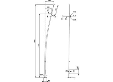  OCEAN ROAD POLES - Curved - 8.0 m - RAL color - Spike