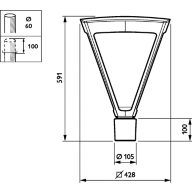 Dimension Drawing (without table) - BDP794 LED63-4S/740 II DW10 MK-WH FG BK