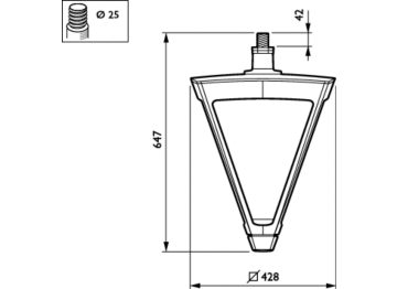 Dimension Drawing (without table) - BSP794 LED63-4S/740 DM50 MK-WH GF BK D9