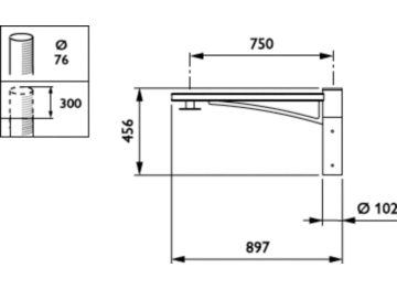 Dimension Drawing (without table) - JGB794 MBP-S 750 76 BK