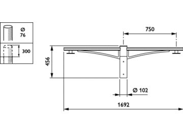 Dimension Drawing (without table) - JGB794 MBP-T 750 76 BK