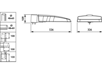 Dimension Drawing (without table) - BGP307 LED120-4S/740 II DM50 48/60S