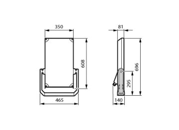 Dimension Drawing (without table) - BVP656 LED600-4S/740 PSU DW10 ALU