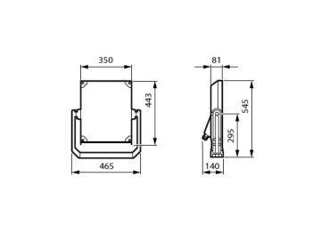 Dimension Drawing (without table) - BVP655 LED300-4S/740 PSU DW10 ALU