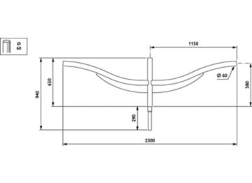   - 1200 mm - 60 mm - 5° - RAL color - 