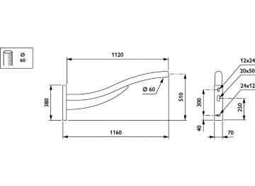   - 1200 mm - 60 mm - 5° - RAL color - 