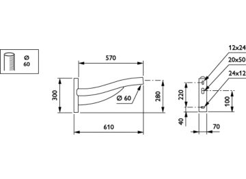   - 600 mm - 60 mm - 5° - RAL color - 