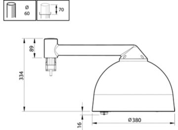  Copenhagen City LED gen2 small - LED module 4000 lm - LED - 830 warm white - Power supply unit with DALI and SystemReady interface and constant light output (integrated) - 220-240 V - 50 to 60 Hz - Safety class II - Metronomis distribution medium - Flat glass - Gray - Luminaire surge protection level until 6 kV differential mode and 10 kV common mode - Cable 10 m without plug - 25 °C - Post-top for diameter 60 mm
