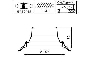 Dimension Drawing (without table) - DN142B 10S/840 PSD-E  WR