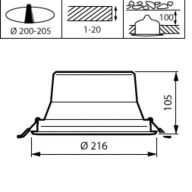 Dimension Drawing (without table) - DN142B 20S/830 PSU-E UGR19