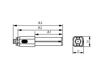 Dimension Drawing (with table) - CorePro LED PLC 360D 5.5W 3CCT 4P G24q-1