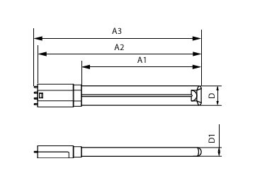 Dimension Drawing (with table) - CorePro LED PLL HF/Mains 16.5W 830 4P