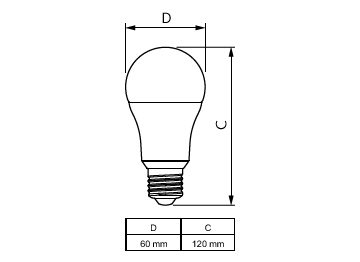 Dimension Drawing (with table) - CorePro LEDbulb ND 13-100W A60 E27 840