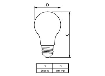 Dimension Drawing (with table) - CorePro LEDBulbND8.5-75W E27 A60 827FR G