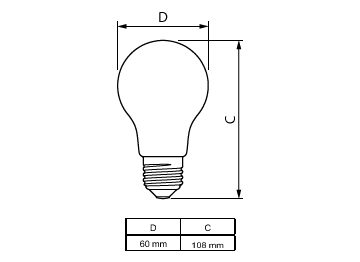 Dimension Drawing (with table) - MAS LEDBulb D 4-60W E27 827 A60 CL G UE