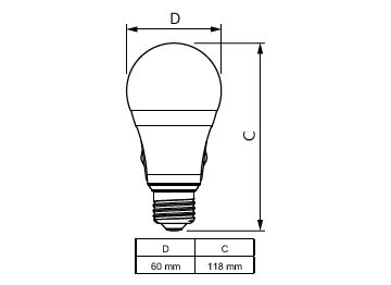 Dimension Drawing (with table) - CorePro LEDbulb D 40-60-75-100W A60 5CCT
