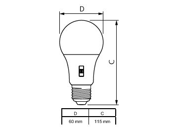 Dimension Drawing (with table) - CorePro LEDbulb DIM 8-60W A60 E27 5CCT