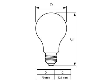 Dimension Drawing (with table) - CorePro LEDBulbND 150W E27 A67 827 FR G