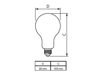 Dimension Drawing (with table) - CorePro LEDBulbND 200W E27 A95 827 FR G
