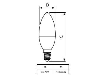 Dimension Drawing (with table) - CorePro candle ND 5-40W E14 840 B35 FR