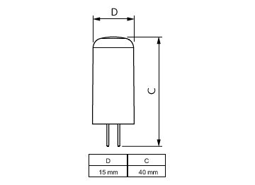 Dimension Drawing (with table) - CorePro LEDcapsuleLV 2.1-20W G4 827 D