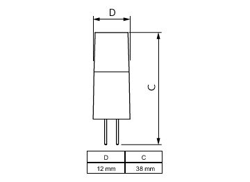 Dimension Drawing (with table) - CorePro LEDcapsuleLV 2.4-28W G4micro 827