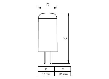 Dimension Drawing (with table) - CorePro LEDcapsuleLV 1.8-20W GY6.35 827