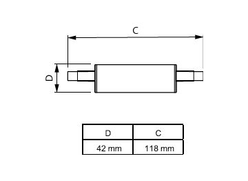 Dimension Drawing (with table) - CoreProLED linearD 17.5-150W R7S 118 840