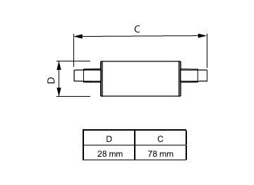 Dimension Drawing (with table) - CorePro LEDlinear ND 7-60W R7S 78mm830