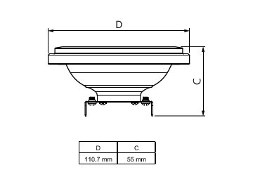Dimension Drawing (with table) - CorePro LEDspot 7-50W 830 AR111 40D