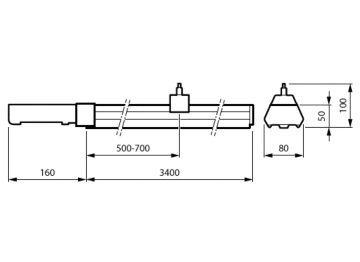 Dimension Drawing (without table) - LL243X 240S/840 UE DIA NB 7x1.5 WH