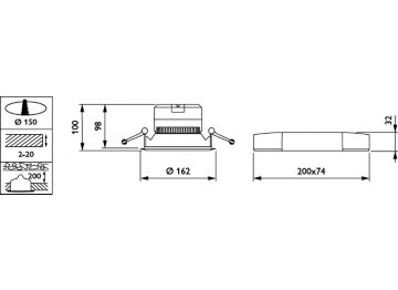 830 warm white - Power supply unit with DALI interface external, DC compatible for central emergency lighting - High-gloss mirror - Push-in connector and pull relief - Finger-protected