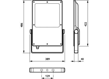 Dimension Drawing (without table) - BVP130 LED260-4S/740 PSU S ALU C1KC3 T35