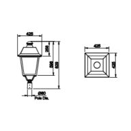 Dimension Drawing (without table) - BDP400 LED WW 220V 30W TA PSU 9005
