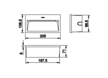 Dimension Drawing (without table) - BWP400 LED WW 220V 12W WB PSU 7012