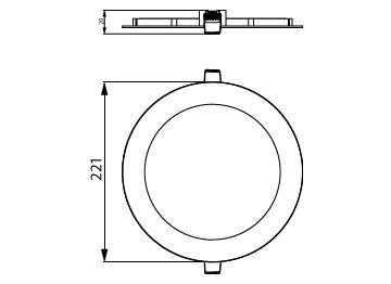 Dimension Drawing (without table) - DL252 G2 R Rd LED 1300 30K 18W 8" WV 1pk