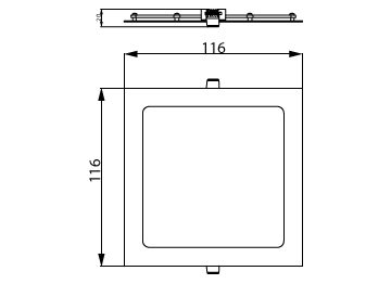 Dimension Drawing (without table) - DL252 G2 R SQ LED 400 40K 6W 4" WV