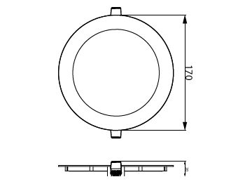 Dimension Drawing (without table) - DL252 G2 R Rd 900 30K 12W 6" EMC